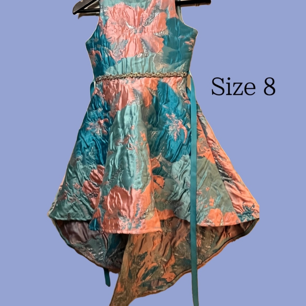 Hi-low Blue and Pink Floral dress